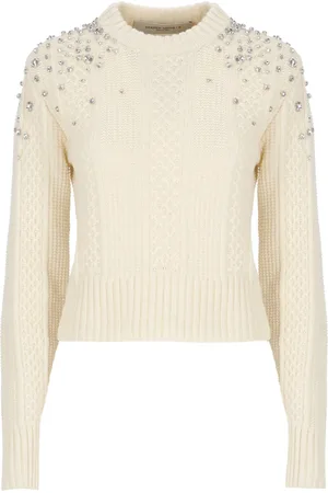 Golden Goose Swetry, Kobieta, Beżowy, L, Wełna, Sweter w kolorze kości słoniowej