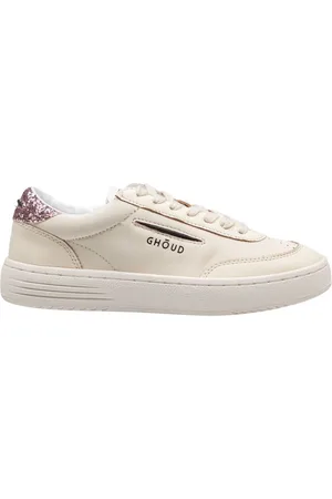 Ghoud Buty, Kobieta, Beżowy, 38 EU, Skóra, Ecru Różowe Sznurowane Sneakersy Skórzane