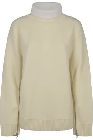 Courrèges Swetry, Kobieta, Beżowy, S, Len, Beżowy Sweter Maxi Z Zameczkiem