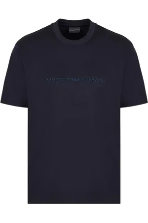 Emporio Armani Koszulki, Mężczyzna, Niebieski, S, Nowoczesny T-shirt z logo