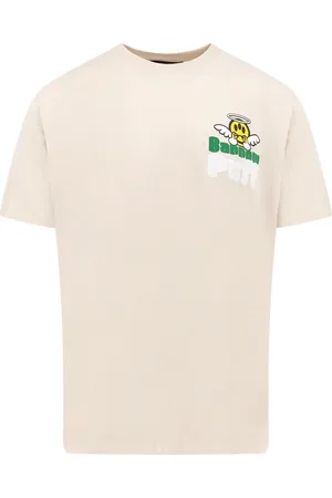 BARROW Koszulki, Mężczyzna, Beżowy, L, Bawełna, Bawełniany T-Shirt z Nadrukiem Logo