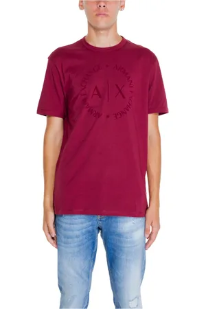 Armani Exchange Koszulki, Mężczyzna, Czerwony, 2XL, Bawełna, Bawełniany T-shirt z Okrągłym Dekoltem