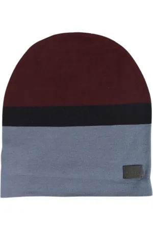 Gucci Akcesoria, Mężczyzna, Szary, ONE SIZE, Wełna, Burgundowo-Niebieska Wełniana Czapka Beanie