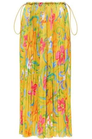 Balenciaga Spódnice, Kobieta, Żółty, L, Poliester, Kwiatowa Spódnica Midi Maxi