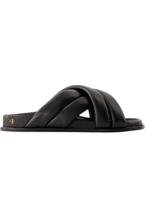 ANINE BING Buty, Kobieta, Czarny, 36 EU, Skóra, Czarne skórzane klapki Lizzie