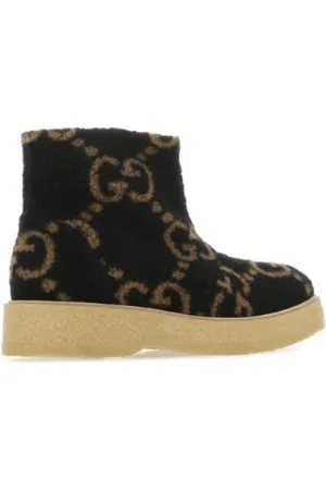 Gucci Buty, Mężczyzna, Czarny, 42 1/2 EU, Wełna, Botki GG Supreme Faux-Shearling