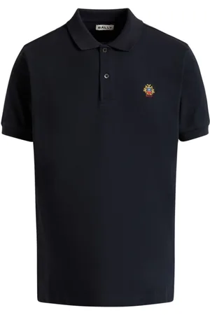 Bally Koszulki, Mężczyzna, Niebieski, S, Bawełna, Granatowa koszulka polo z haftowanym logo