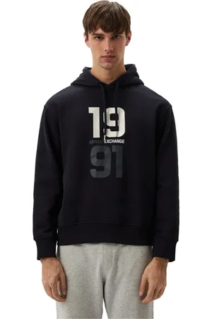 Armani Exchange Bluzy, Mężczyzna, Niebieski, M, Bawełna, Bluza z haftowanym logo