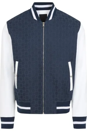 Givenchy Kurtki, Mężczyzna, Niebieski, L, Bawełna, Bomberka z żakardowym monogramem
