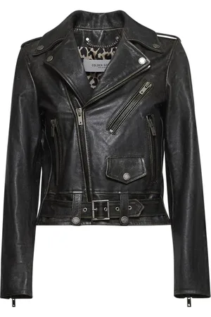 Golden Goose Kurtki, Kobieta, Czarny, S, Skóra, Czarna Skórzana Kurtka Biker