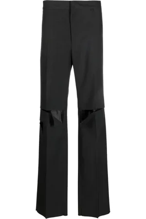 Givenchy Spodnie, Mężczyzna, Szary, L, Bawełna, Szare wełniane spodnie z wycięciami