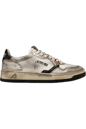 Autry Buty, Mężczyzna, Wielobarwność, 40 EU, Skóra, Vintage Biało-Złote Skórzane Sneakersy