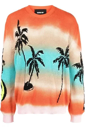 BARROW Swetry, Mężczyzna, Wielobarwność, L, Bawełna, Stylowy sweter z nadrukiem palm