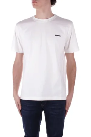 BARROW Koszulki, Kobieta, Biały, M, Bawełna, Beżowy T-shirt z Logo z Przodu