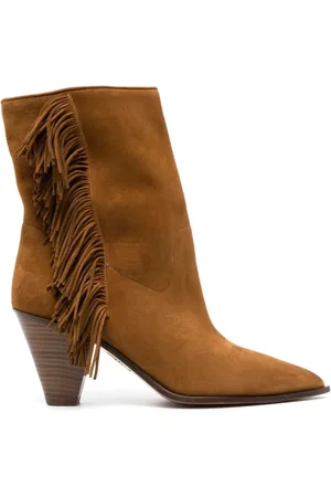 Aquazzura Buty, Kobieta, brązowy, 37 EU, Skóra, Eleganckie Botki Marfa 70