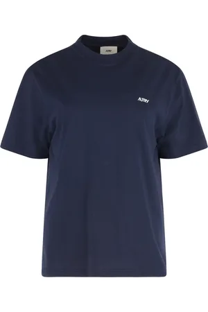 Autry Koszulki, Kobieta, Niebieski, S, Bawełna, T-shirt z logo w kontrastowym kolorze