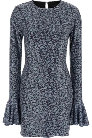 ROTATE Sukienki, Kobieta, Wielobarwność, M, Poliester, Sequin Mini Dress Light Blue Backless