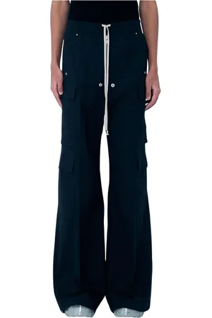Rick Owens Spodnie, Mężczyzna, Czarny, L, Bawełna, Szerokie spodnie cargo