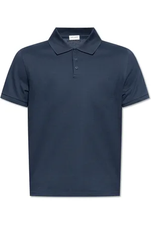 Saint Laurent Koszulki, Mężczyzna, Niebieski, S, Bawełna, Bawełniana koszulka polo z logo