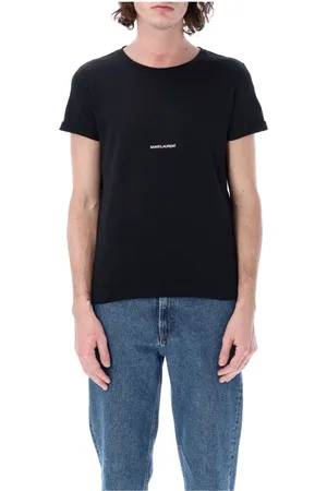 Saint Laurent Koszulki, Mężczyzna, Czarny, XL, Bawełna, T-Shirt z nadrukiem logo