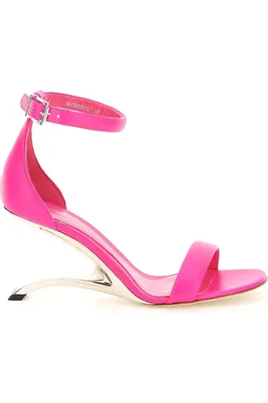 Alexander McQueen Buty, Kobieta, Różowy, 40 EU, Różowe skórzane sandały z frędzlami