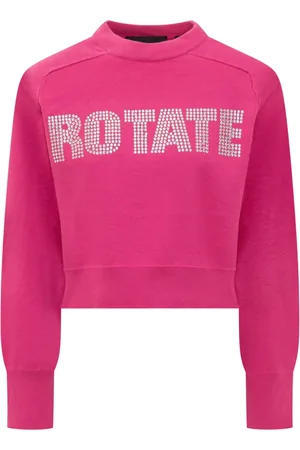 ROTATE Swetry, Kobieta, Różowy, S, Bawełna, Sweter Logo Jumper