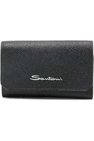 santoni Akcesoria, Mężczyzna, Czarny, ONE SIZE, Skóra, Szary skórzany portfel G70