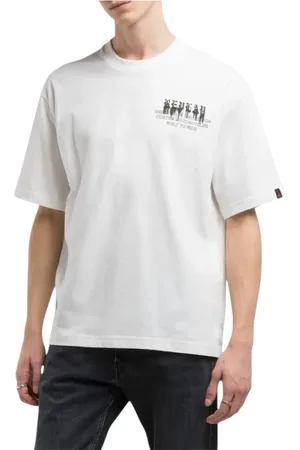 Replay Koszulki, Mężczyzna, Biały, S, Bawełna, Bawełniana Koszulka T-Shirt