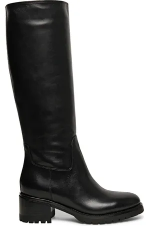 santoni Buty, Kobieta, Czarny, 37 1/2 EU, Skóra, Eleganckie skórzane kozaki
