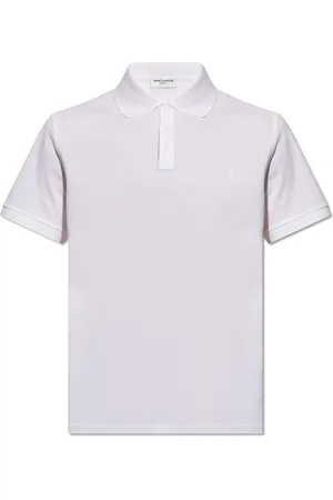 Saint Laurent Koszulki, Mężczyzna, Biały, L, Bawełna, Monogram Polo