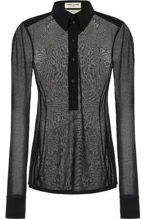 Saint Laurent Bluzki, Kobieta, Czarny, S, Koszula Wiskozowa