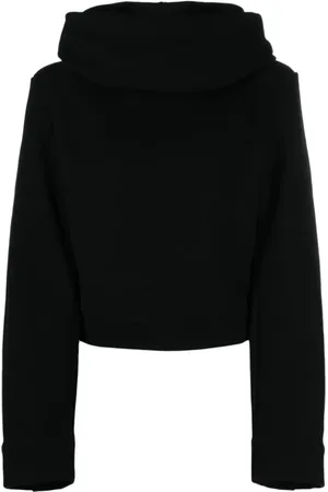 Saint Laurent Bluzy, Kobieta, Czarny, L, Bawełna, Czarna bluza z kapturem i poduszkami na ramionach