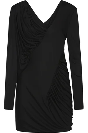 Saint Laurent Sukienki, Kobieta, Czarny, M, Drapowana sukienka z dżerseju