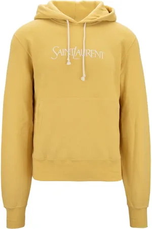 Saint Laurent Bluzy, Kobieta, Żółty, S, Bawełna, Bluza z kapturem i haftowanym logo