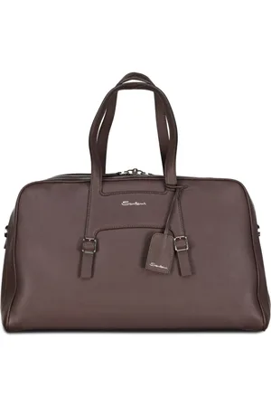 santoni Torebki, Mężczyzna, brązowy, ONE SIZE, Skóra, Skórzana torba weekendowa