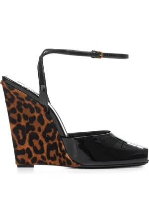 Saint Laurent Buty, Kobieta, Czarny, 39 EU, Skóra, La Scandale Wedge Sandals