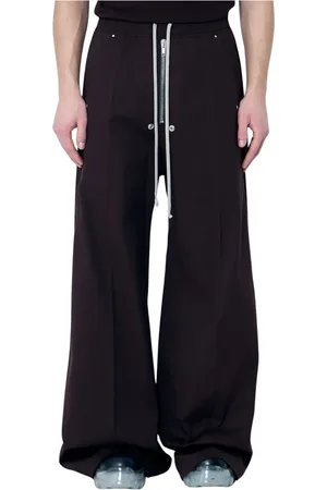 Rick Owens Spodnie, Mężczyzna, brązowy, L, Bawełna, Szerokie elastyczne spodnie Bela z kieszeniami
