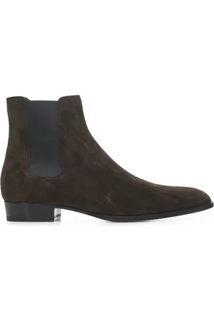 Saint Laurent Buty, Mężczyzna, brązowy, 42 EU, Skóra, Brązowe wsuwane botki na słupku