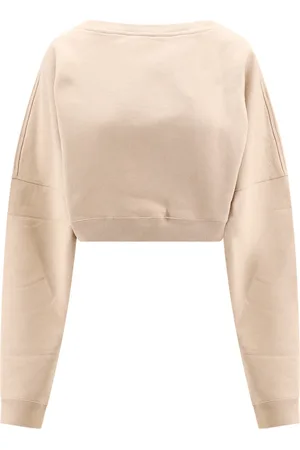 Saint Laurent Bluzy, Kobieta, Beżowy, S, Bawełna, Krótka bluza dresowa