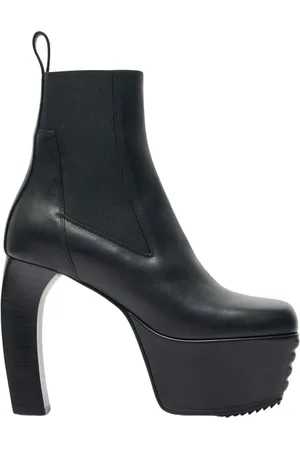 Rick Owens Buty, Kobieta, Czarny, 37 EU, Skóra, Botki na obcasie Banana