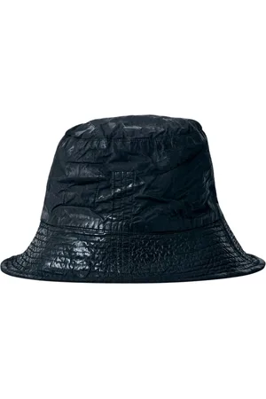 Rick Owens Akcesoria, Mężczyzna, Czarny, L, Coated Bucket Hat z Wiązaniem