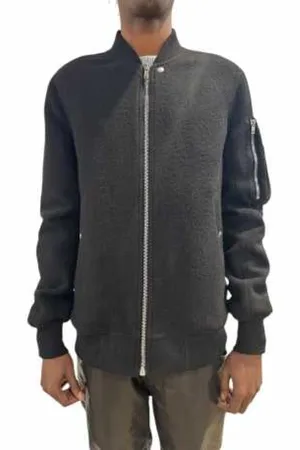 Rick Owens Bluzy, Mężczyzna, Czarny, L, Wełna, Klasyczna kurtka bomberka Flight