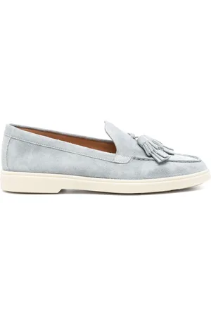 santoni Buty, Kobieta, Niebieski, 40 EU, Skóra, Niebieskie skórzane mokasyny, codzienne baleriny