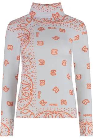 Rhude Koszulki, Kobieta, Szary, S, Spandex, Top z Długim Rękawem z Nadrukiem Bandany