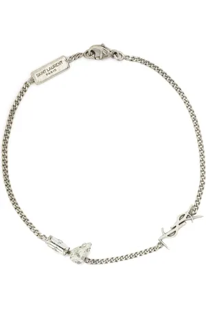 Saint Laurent Akcesoria, Kobieta, Szary, L, Bransoletka z Zawieszką YSL z Połączonych Liter