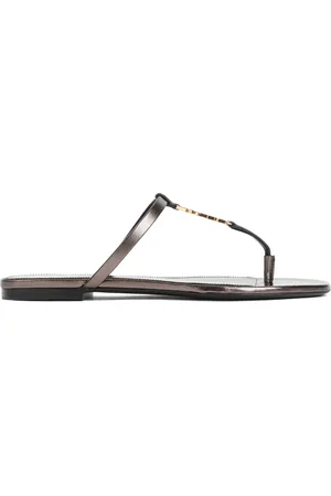 Saint Laurent Buty, Kobieta, brązowy, 37 1/2 EU, Skóra, Skórzane sandały z migdałowym noskiem