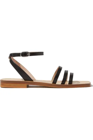 Scarosso Buty, Kobieta, Czarny, 35 EU, Skóra, Skórzane sandały Sarah Flat