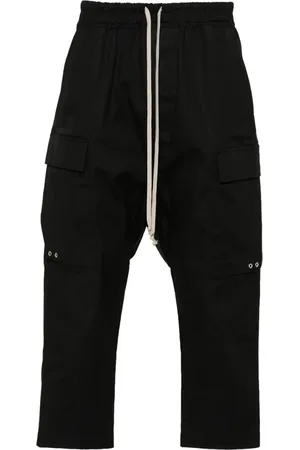 Rick Owens Spodnie, Mężczyzna, Czarny, M, Bawełna, Krótkie spodnie cargo