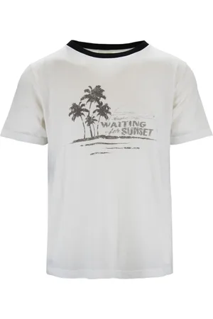 Saint Laurent Koszulki, Mężczyzna, Biały, S, Bawełna, Bawełniany T-Shirt z Nadrukiem Graficznym