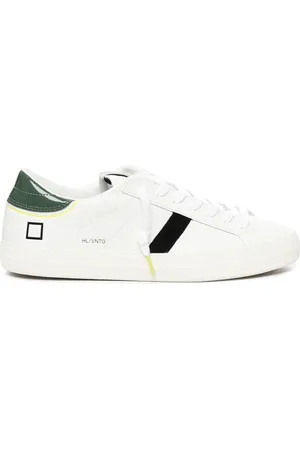 D.A.T.E. Buty, Mężczyzna, Biały, 42 EU, Zamsz, Zielone Sneakersy z Szczegółami Skórzane